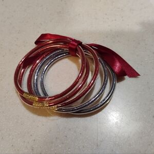 Red and Gray Glitter Jelly Tube Bracelet Set